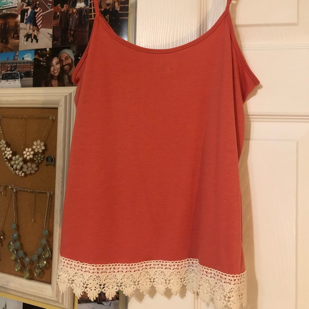 Orange tank with lace detail